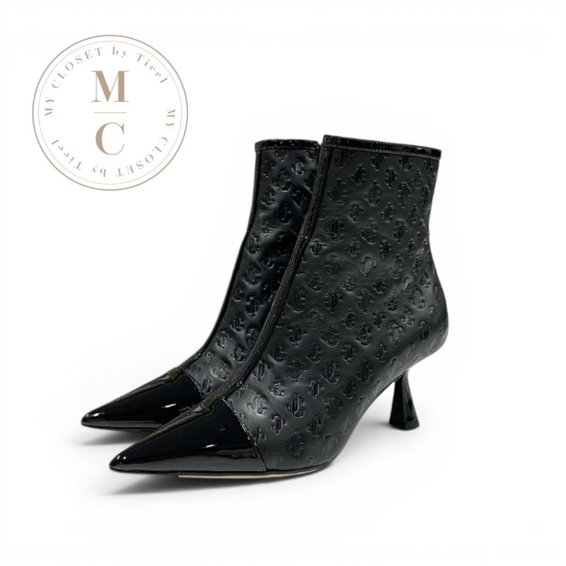 ジミーチュウ JIMMY CHOO KIX/Z ブーツ ショートブーツ 靴 シューズ JCロゴ レザー パテント ブラック 黒
