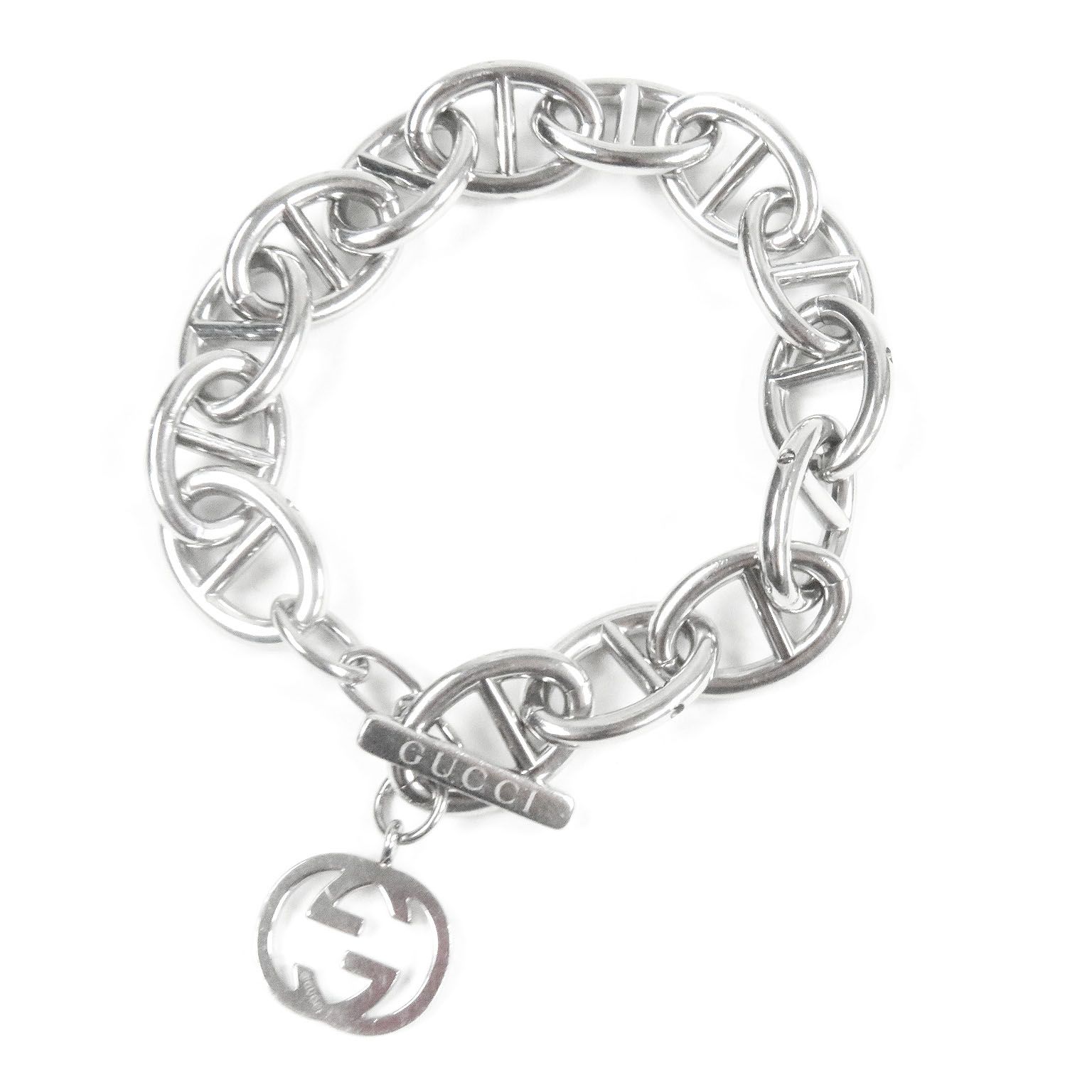 グッチ アンカーチェーン ブレスレット シルバー メンズ