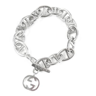 グッチ アンカーチェーン ブレスレット シルバー メンズ