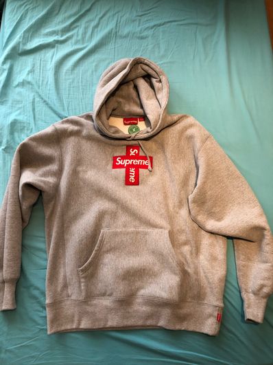 Supreme Cross Box Logo Hooded Sweatshirt "Grey"