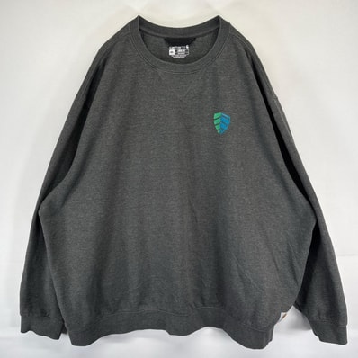 古着 カーハート Carhartt スウェット クルーネック 企業刺繍ロゴ Vネック・ガゼット 大きいサイズ 4XL グレー系 メンズ
