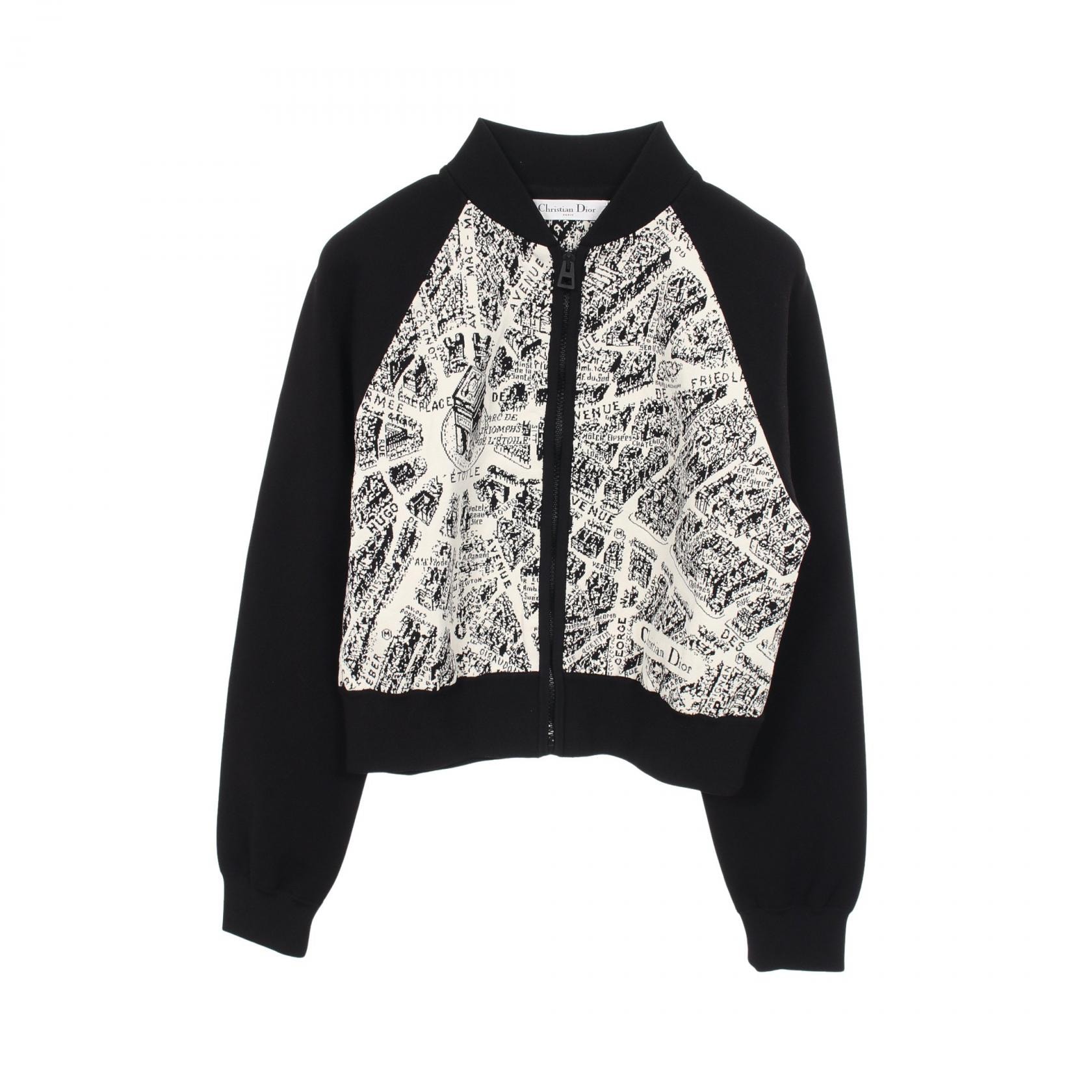 ディオール Dior ニット ジップアップ 衣料品 アウター レーヨン レディース ブラック系 / ホワイト系 【中古】