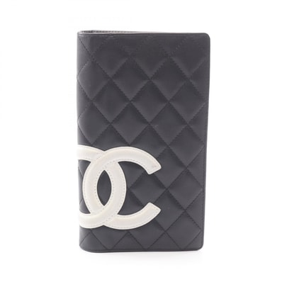 シャネル CHANEL カンボンライン 二つ折り長財布 財布 レザー レディース ブラック系 / ホワイト系 A25166 【中古】