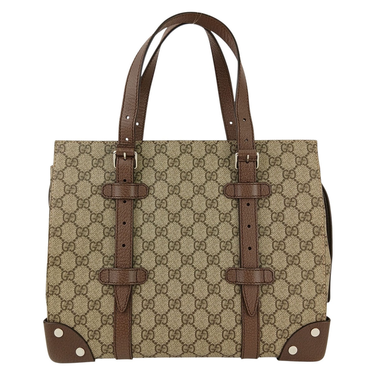 GUCCI グッチ GGスプリーム ディテール付き ハンドバッグ トートバッグ 643814 GGスプリームキャンバス ブラウン  レディース【中古】