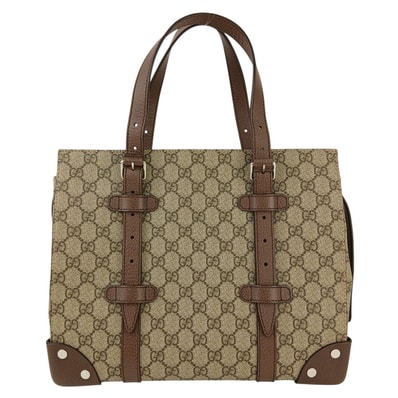 GUCCI グッチ GGスプリーム ディテール付き ハンドバッグ トートバッグ 643814 GGスプリームキャンバス ブラウン レディース【中古】