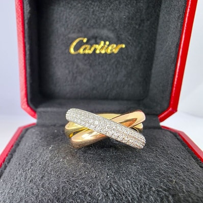CARTIER カルティエ トリニティ クラシック MM セミパヴェ ダイヤモンド K18PG K18WG K18YG #54 14号 リング・指輪 B4236059/B4236000 K18ゴールド メンズ【中古】