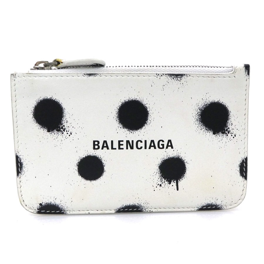 バレンシアガ BALENCIAGA コインケース レザー ホワイト/ブラック ユニセックス【中古】 56638n