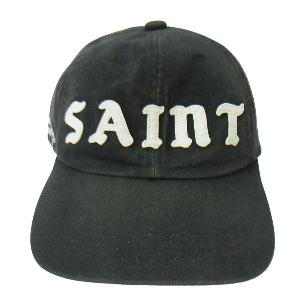 SAINT MICHAEL セントマイケル キャップ 25SS SM-HR8-0000-079 SAINT 6PANEL CAP キャップ USED 加工 ロゴワッペン 6パネル キャップ ブラック系 OS【中古】