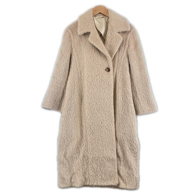 美品 CELINE セリーヌ コート アルパカ ピンクベージュ レディース 34 ファー シャギーコート【古着】【中古】