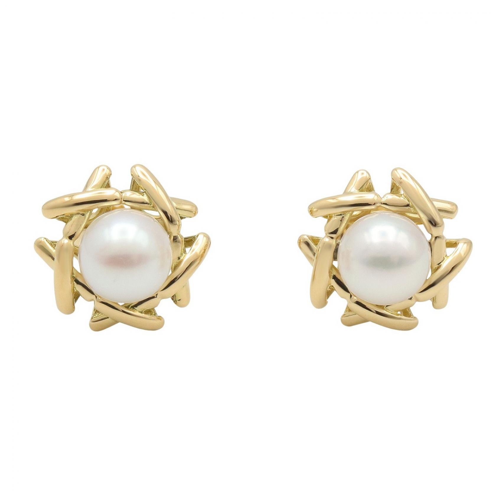 ティファニー TIFFANY&CO パール ピアス ピアス ジュエリー K18(イエローゴールド) パール レディース ホワイト系 / ゴールド系 【中古】