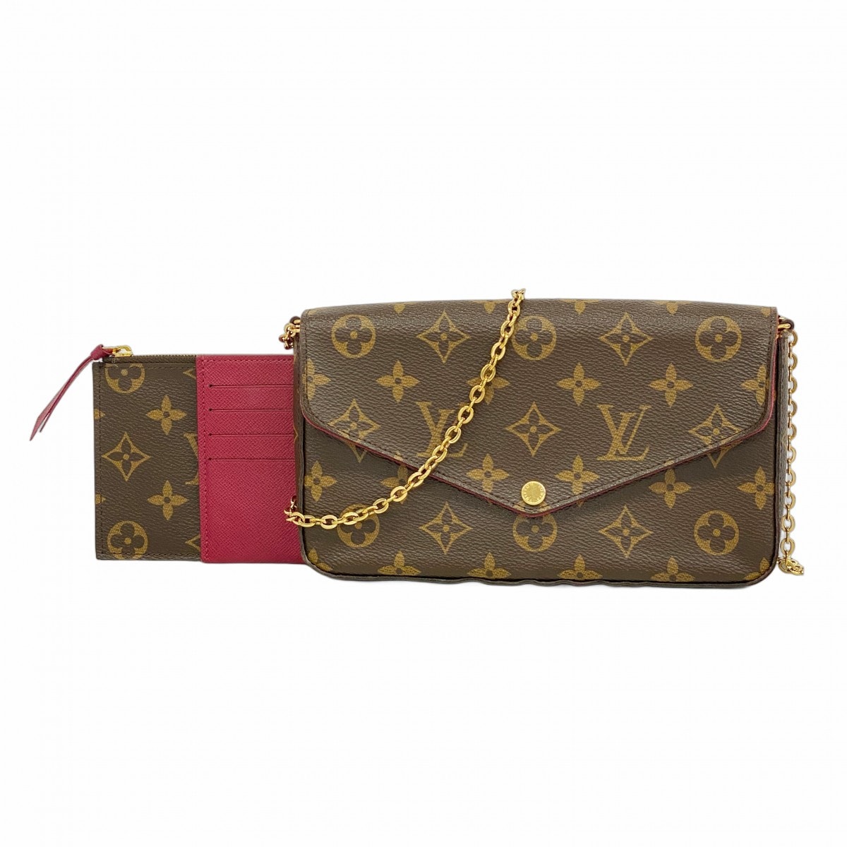 【6dc3053-h】ルイヴィトン ショルダーウォレット モノグラム ポシェットフェリシー M81896 フューシャ【中古】レディース