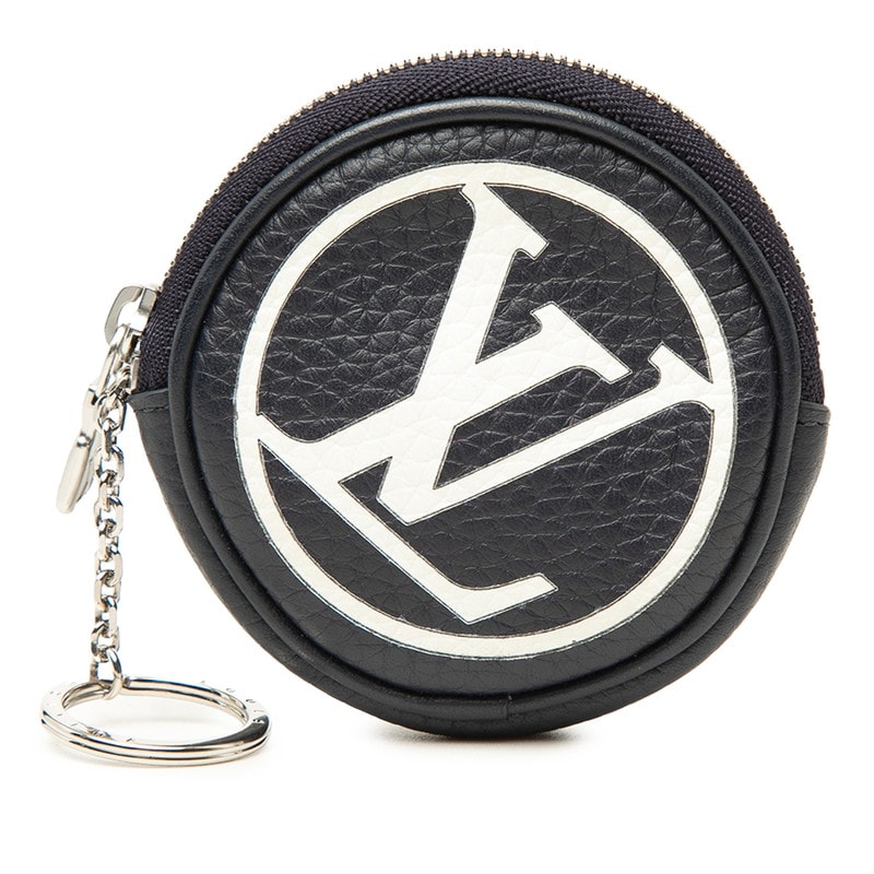 ルイ ヴィトン ポルトクレ ポシェット キーリング キーホルダー ミニポーチ コインケース MP2080 ネイビー レザー レディース LOUIS VUITTON 【中古】