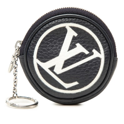 ルイ ヴィトン ポルトクレ ポシェット キーリング キーホルダー ミニポーチ コインケース MP2080 ネイビー レザー レディース LOUIS VUITTON 【中古】