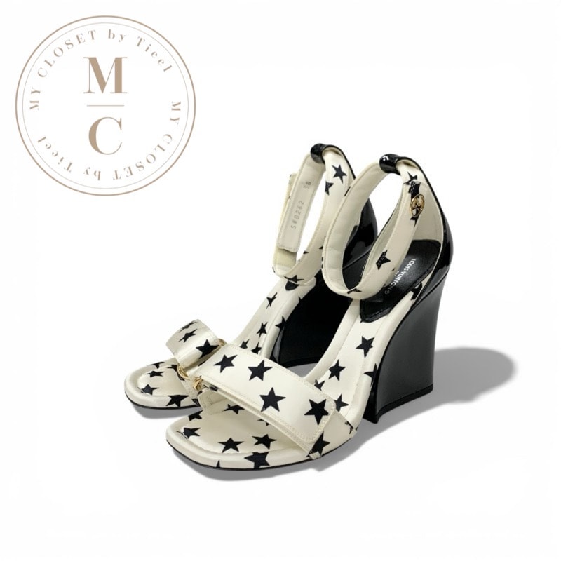 ルイヴィトン LOUIS VUITTON ステラーライン サンダル 靴 シューズ パテント サテン ホワイト ブラック LVロゴ スター ストラップ