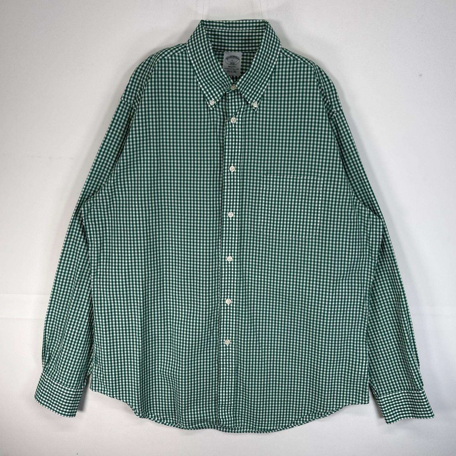 古着 ブルックスブラザーズ Brooks Brothers 長袖シャツ 胸ポケ 1818 REGENT L  グリーン系 チェック メンズ