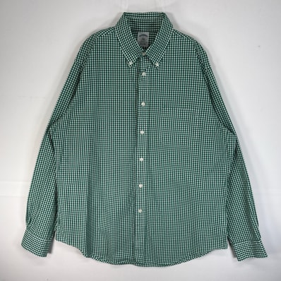 古着 ブルックスブラザーズ Brooks Brothers 長袖シャツ 胸ポケ 1818 REGENT L グリーン系 チェック メンズ
