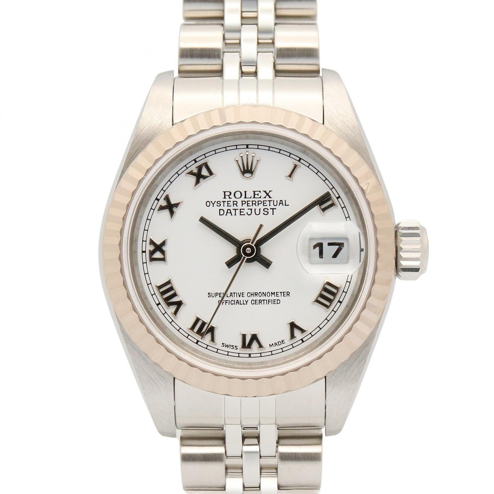 ロレックス ROLEX デイトジャスト F番 腕時計 時計 K18WG(ホワイトゴールド) ステンレススチール レディース ホワイト系 / シルバー系 79174 【中古】