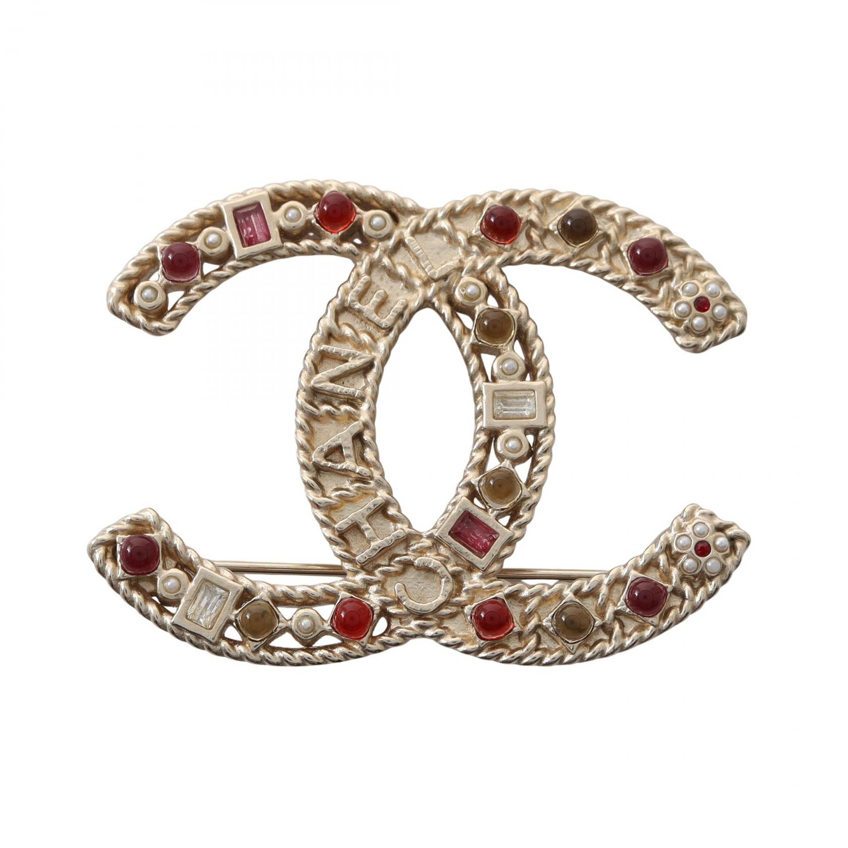 シャネル CHANEL ココマーク ブローチ アクセサリー GP(ゴールドメッキ) ラインストーン / フェイクパール レディース ゴールド系 / マルチカラー 【中古】