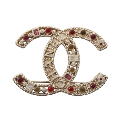 シャネル CHANEL ココマーク ブローチ アクセサリー GP(ゴールドメッキ) ラインストーン / フェイクパール レディース ゴールド系 / マルチカラー 【中古】