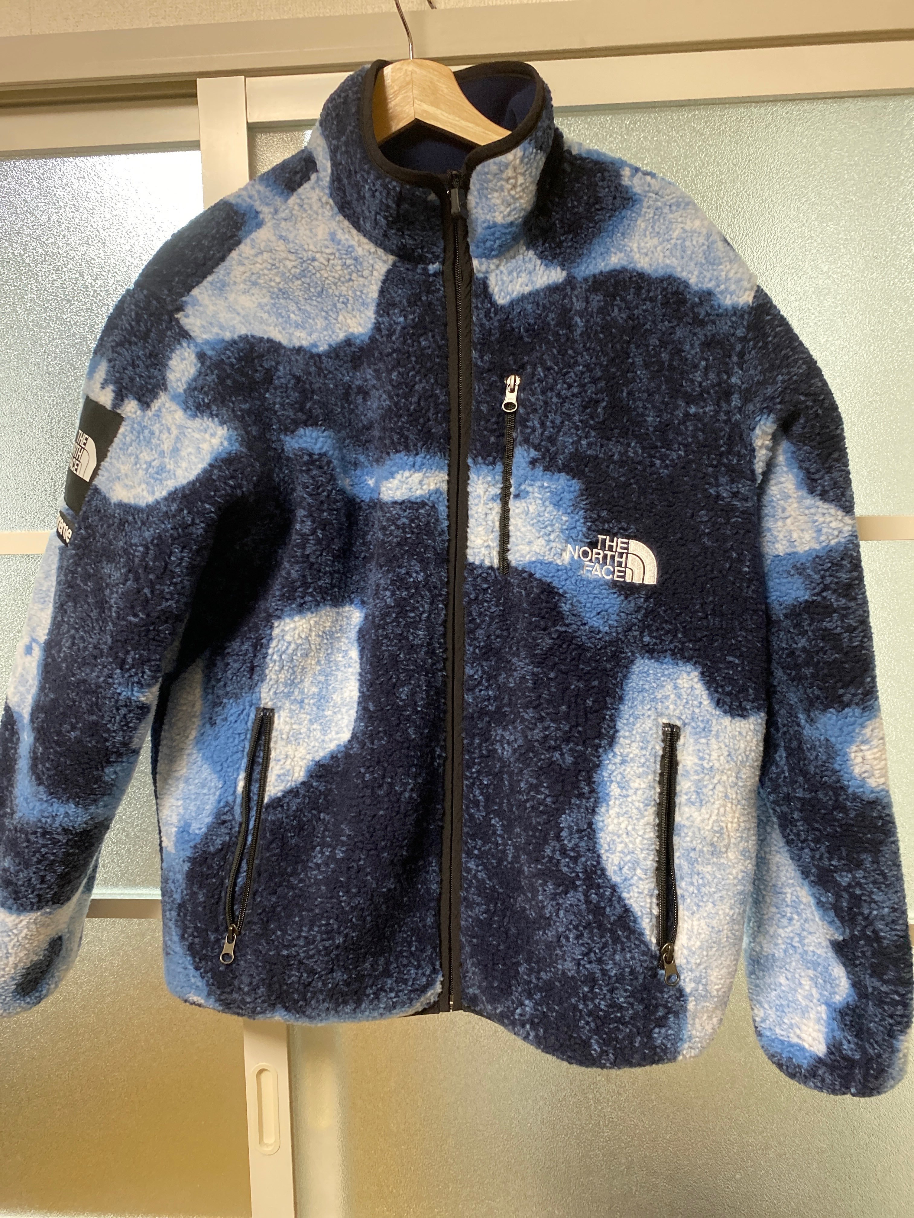 Supreme x The North Face Bleached Denim Print Fleece Jacket "Indigo"