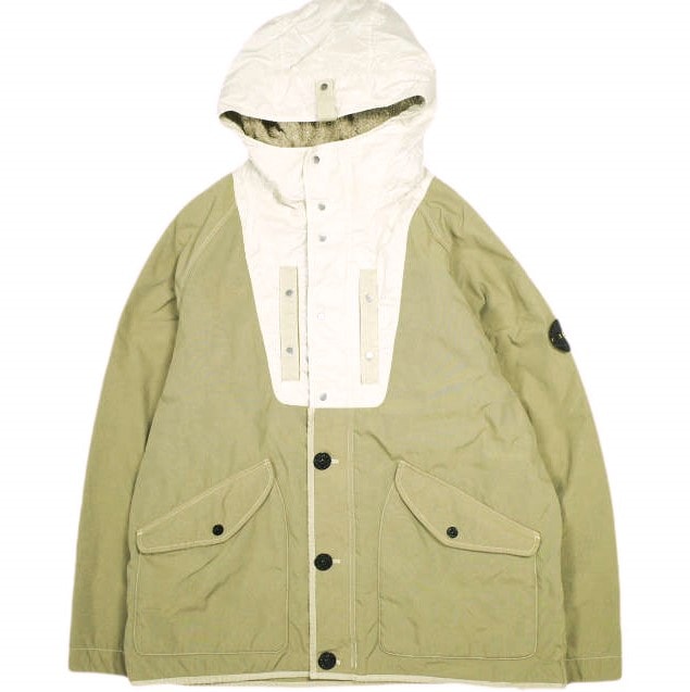STONE ISLAND ストーンアイランド 24AW NYLON PANAMA WITH NEW SILK LIGHT GARMENT DYED パナマ織り フーデッドジャケット 8115Q0819 XL Biscuit 定価200,200円 ボアライナー