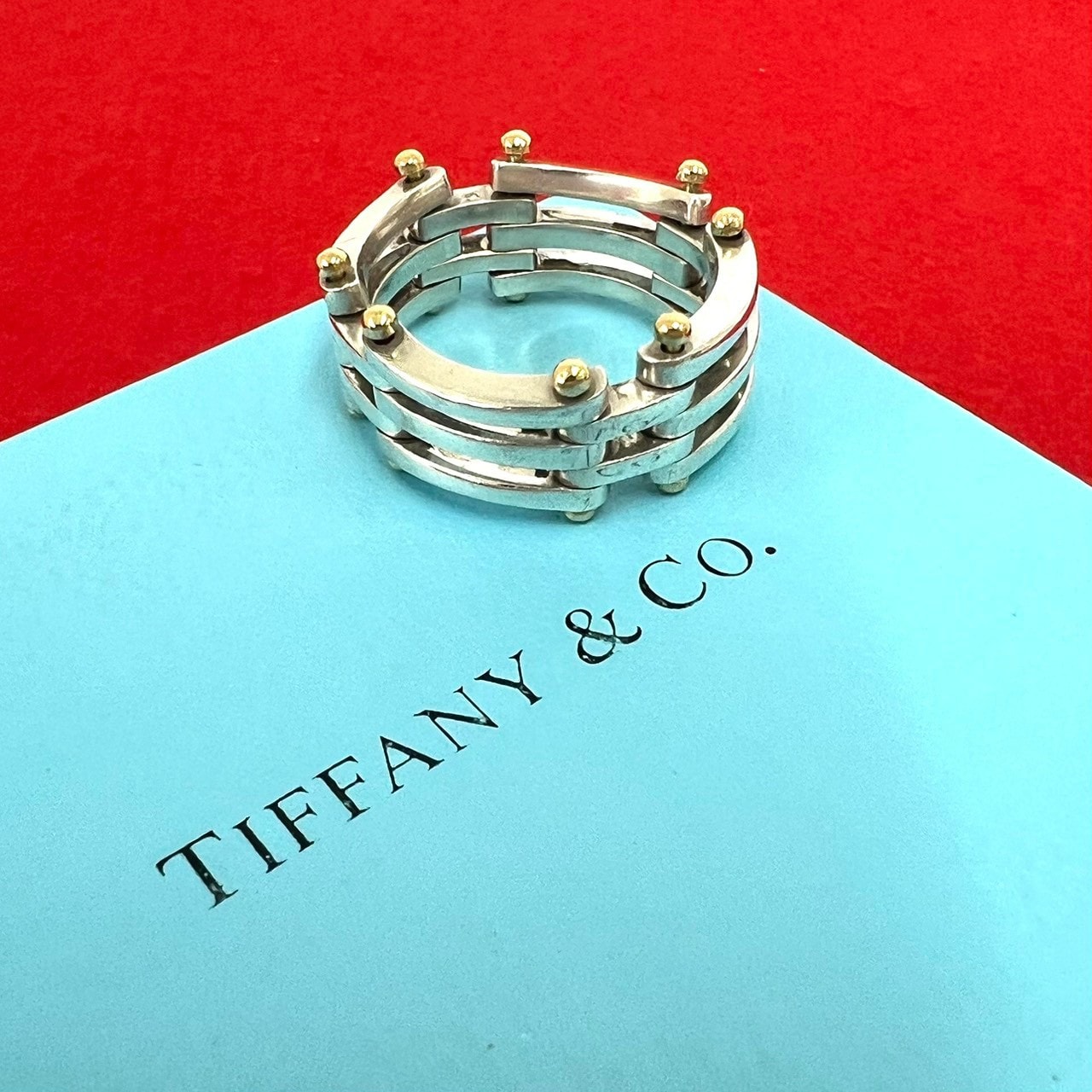 TIFFANY&Co. ティファニー ゲート リング シルバー925 K18ゴールド リング・指輪 24号 シルバー
 60443