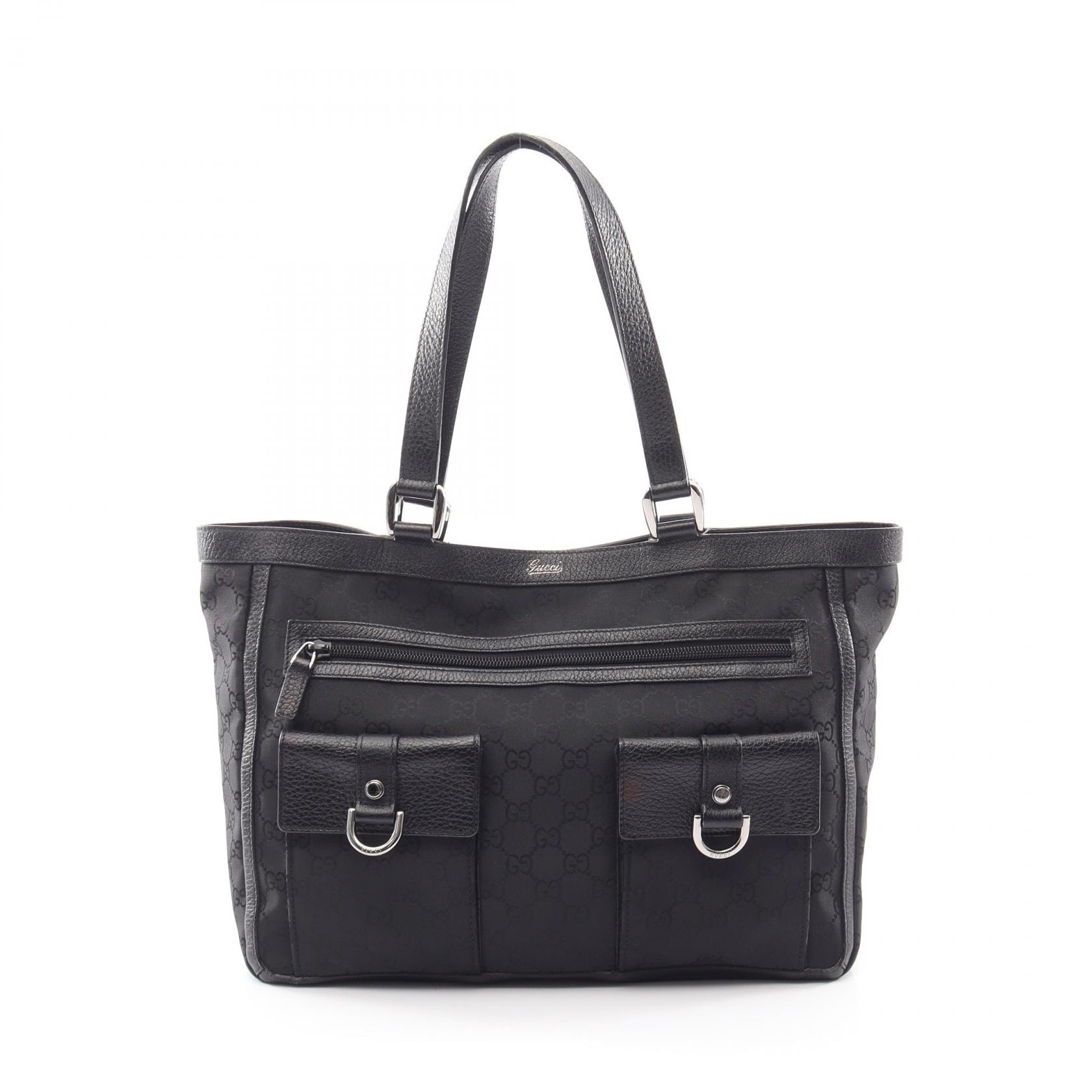 グッチ GUCCI アビー GG柄 トートバッグ バッグ ナイロン レザー レディース ブラック系 268639 【中古】