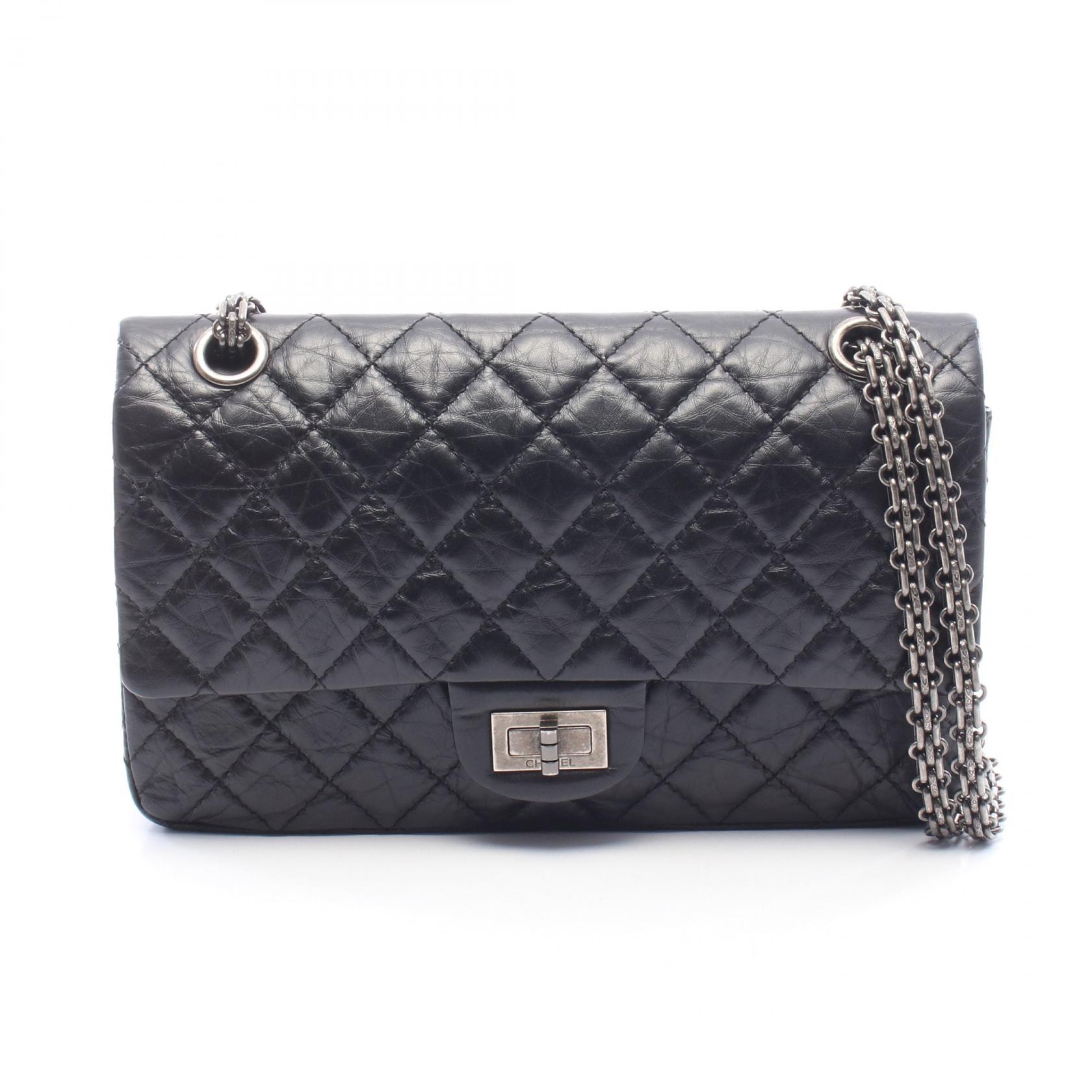 シャネル CHANEL 2.55 マトラッセ マドモアゼルチェーン ショルダーバッグ バッグ カーフ(牛革) レディース ブラック系 【中古】
