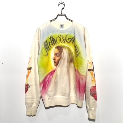 SAINT Mxxxxxx CREWNECK SWEAT AIRBRUSH MOTHER "White"