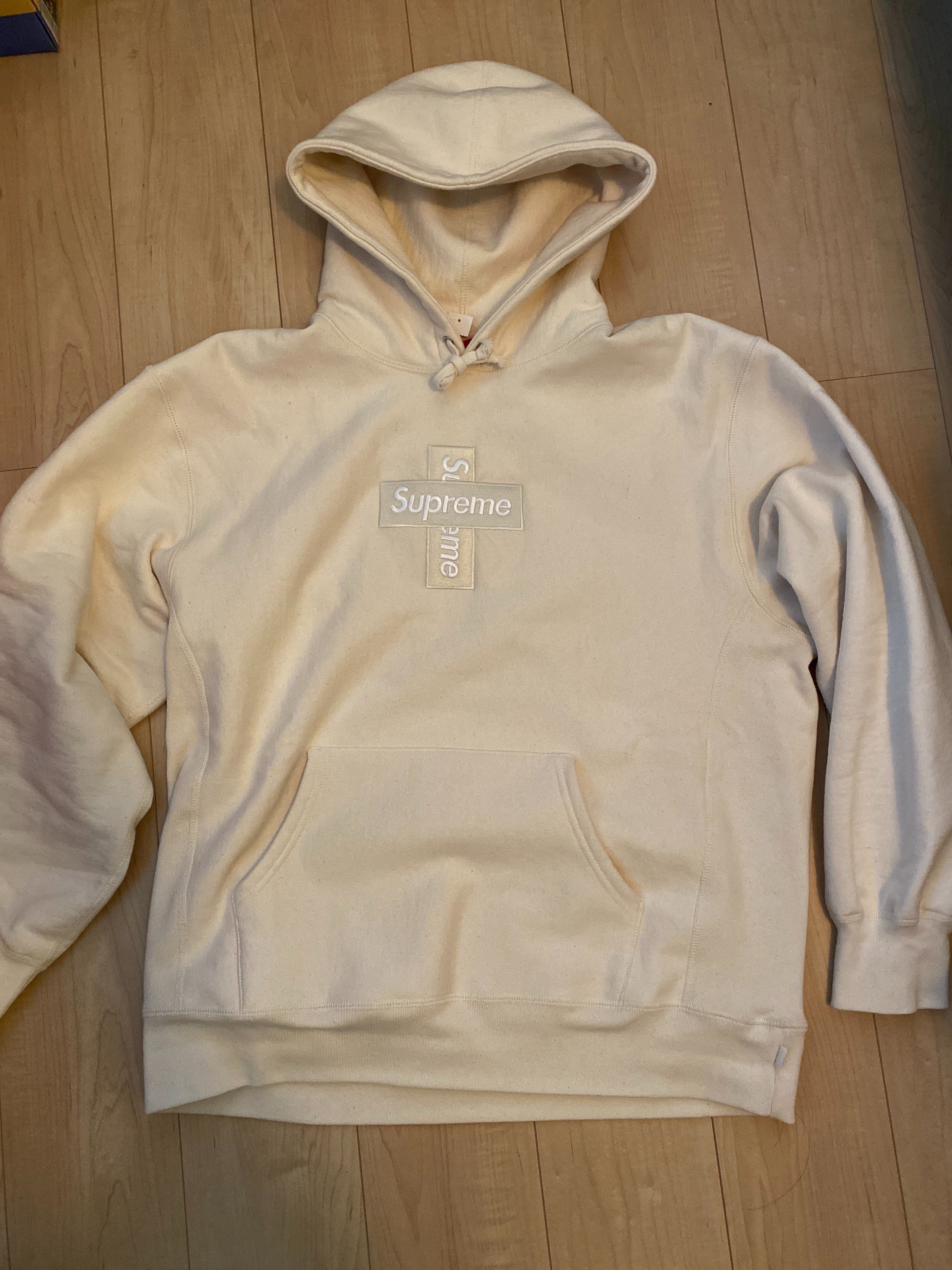 Supreme Cross Box Logo Hooded Sweatshirt "Natural"
