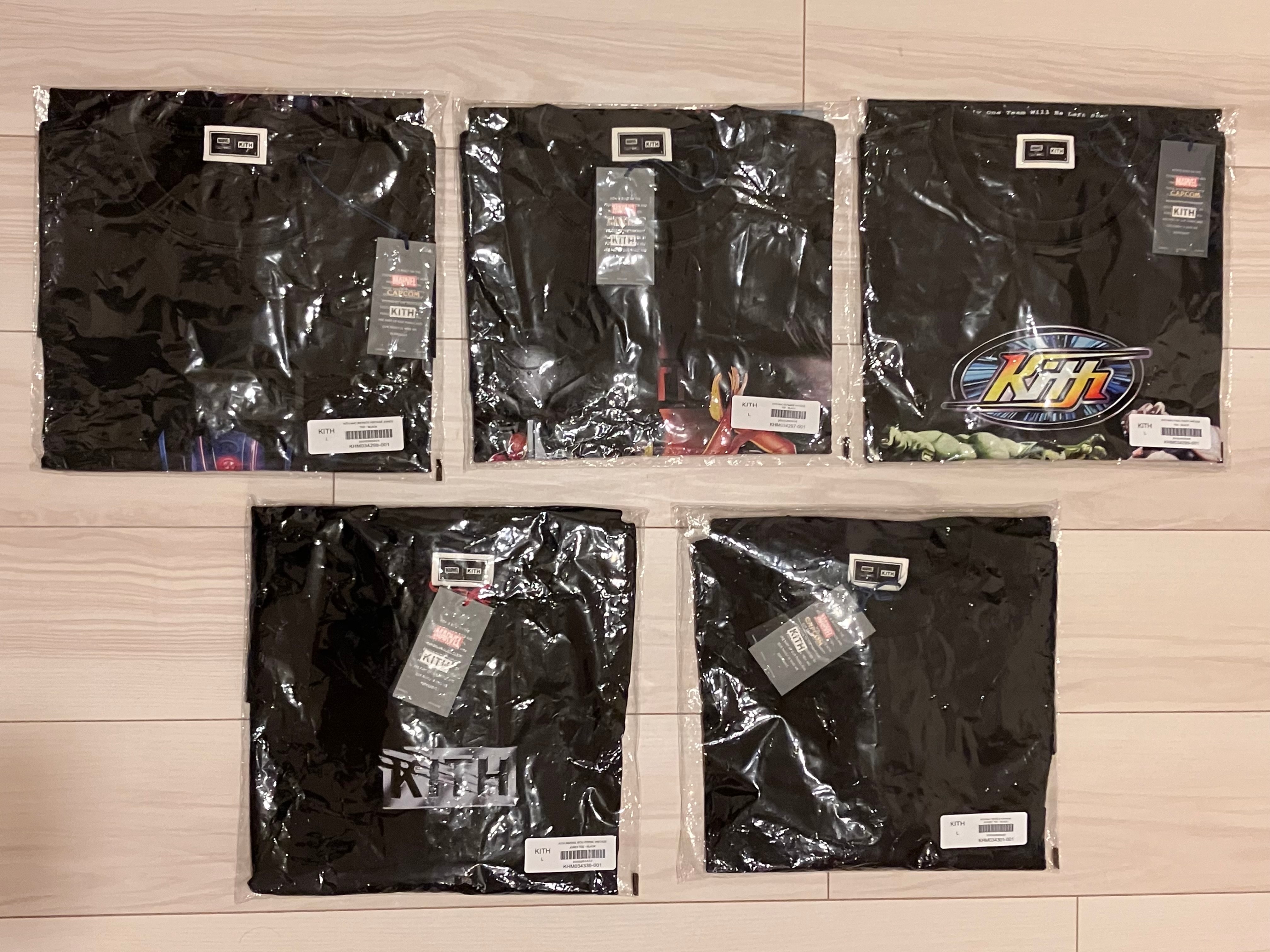 ★新品未使用★キス x マーベル バーサス カプコン ワールド ヴィンテージTシャツ Lサイズ5点セット