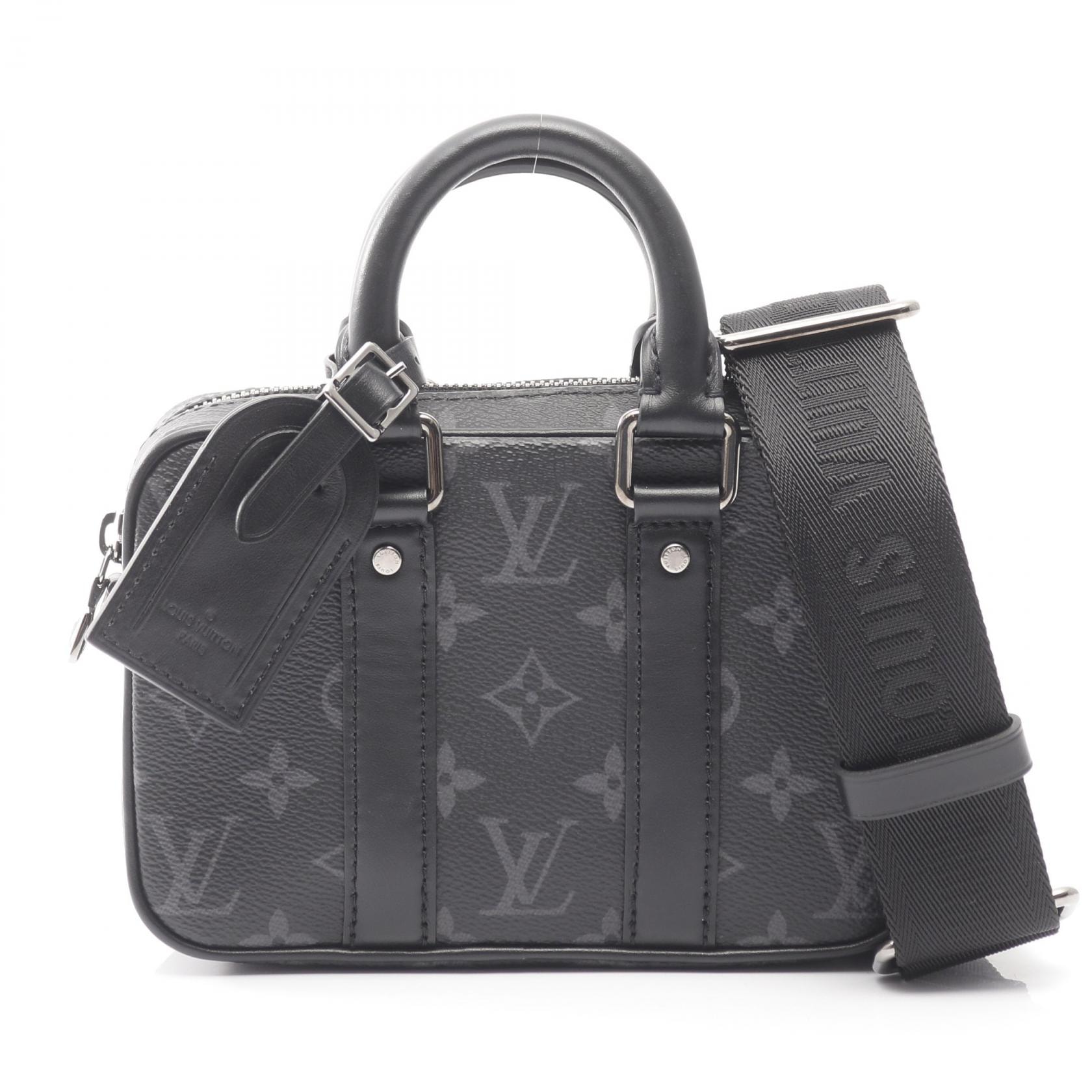 ルイ・ヴィトン LOUIS VUITTON ナノ PDV ハンドバッグ バッグ PVCコーティングキャンバス レザー モノグラム・エクリプス メンズ ブラック系 M82770 【中古】
