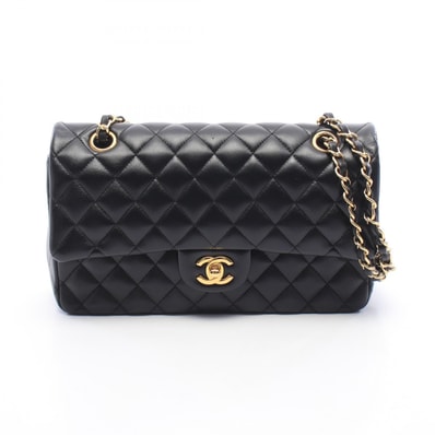 シャネル CHANEL マトラッセ Wフラップ ショルダーバッグ バッグ ラムスキン(羊革) レディース ブラック系 【中古】