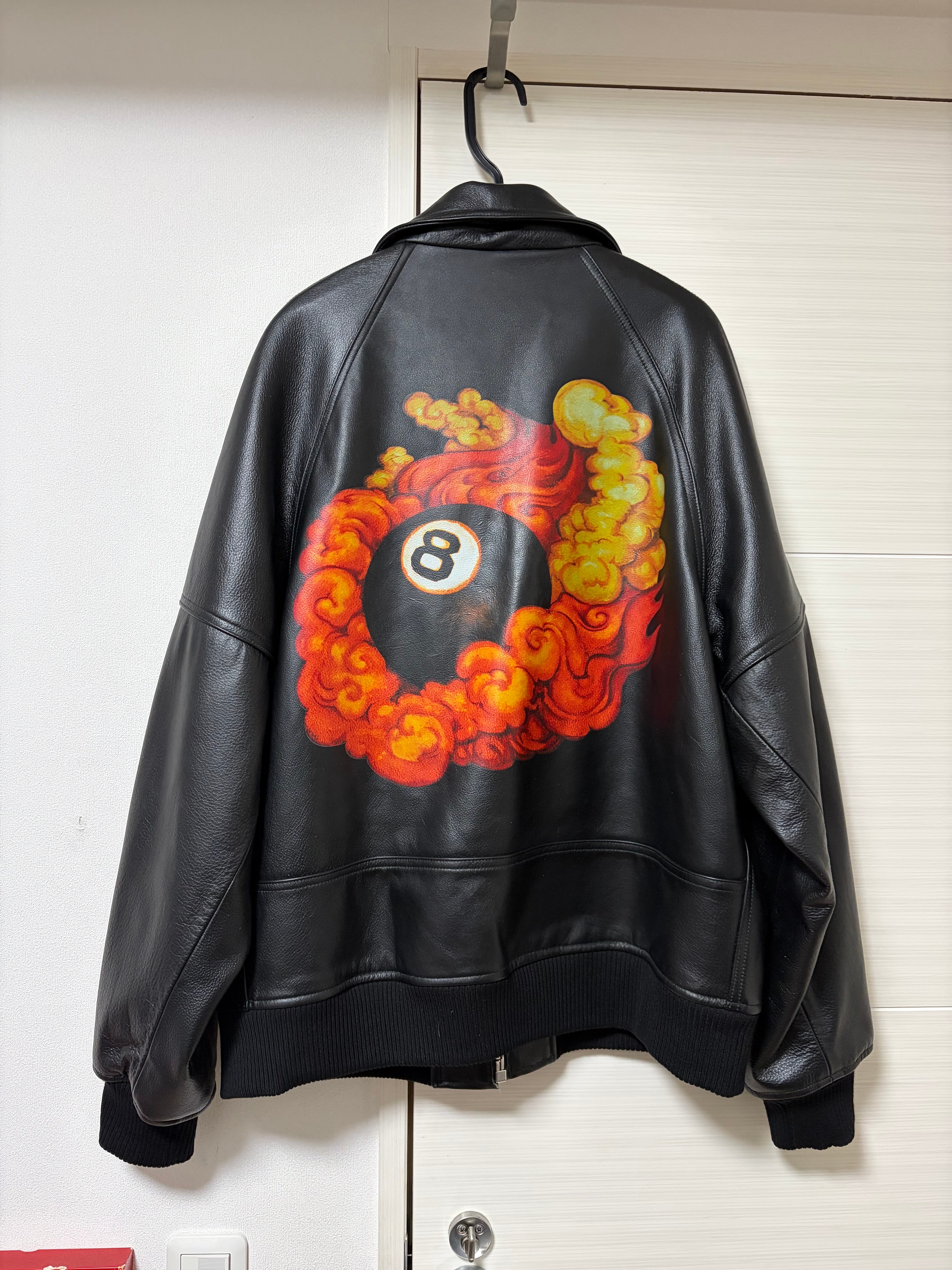 Supreme / Martin Wong Schott 8-Ball Leather Varsity Jacket "Black"