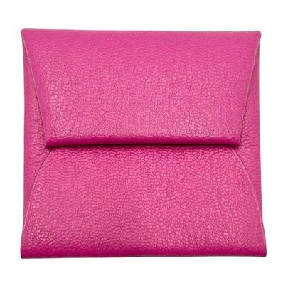 HERMES エルメス コインケース バスティア スクエア 小銭入れ 財布 小物 □M刻印 レザー ピンク系 シルバー金具 レディース 美品 2009年【中古品】