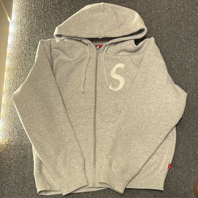 Supreme S Logo Zip Up Hooded Sweatshirt "Ash Grey"