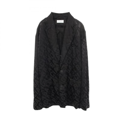 バレンシアガ BALENCIAGA フルイドジャガード ロゴ テーラードジャケット 衣料品 アウター レーヨン / ポリエステル メンズ レディース ブラック系 671671 【中古】
