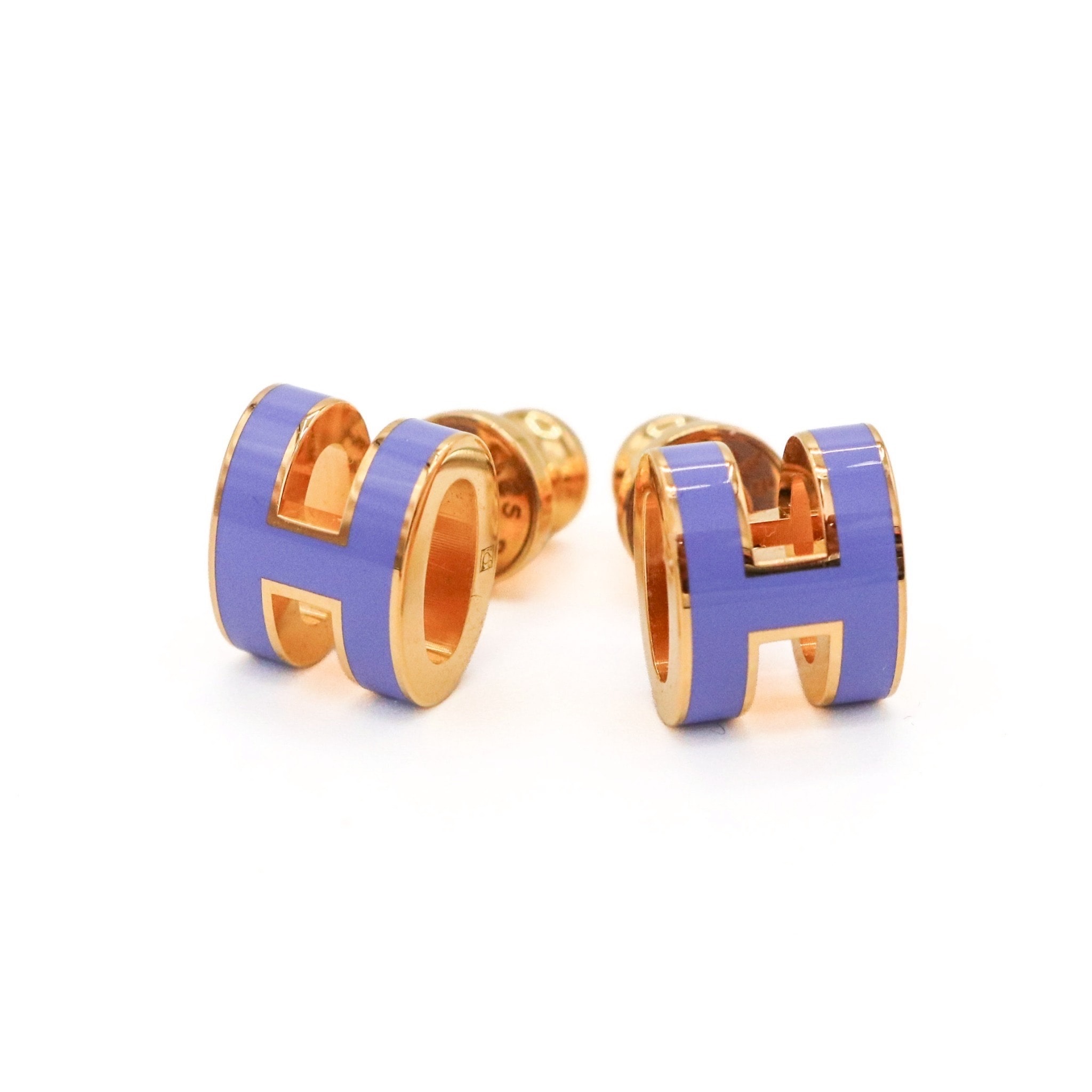 【極品】HERMES エルメス ピアス ポップアッシュ ミニ パープル ゴールド