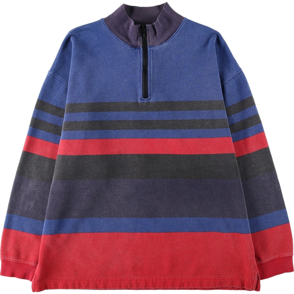 古着 90年代 ギャップ GAP オールドギャップ ボーダー柄 マルチボーダー ハーフジップスウェットシャツ トレーナー メンズXL相当 ヴィンテージ/eaa658369