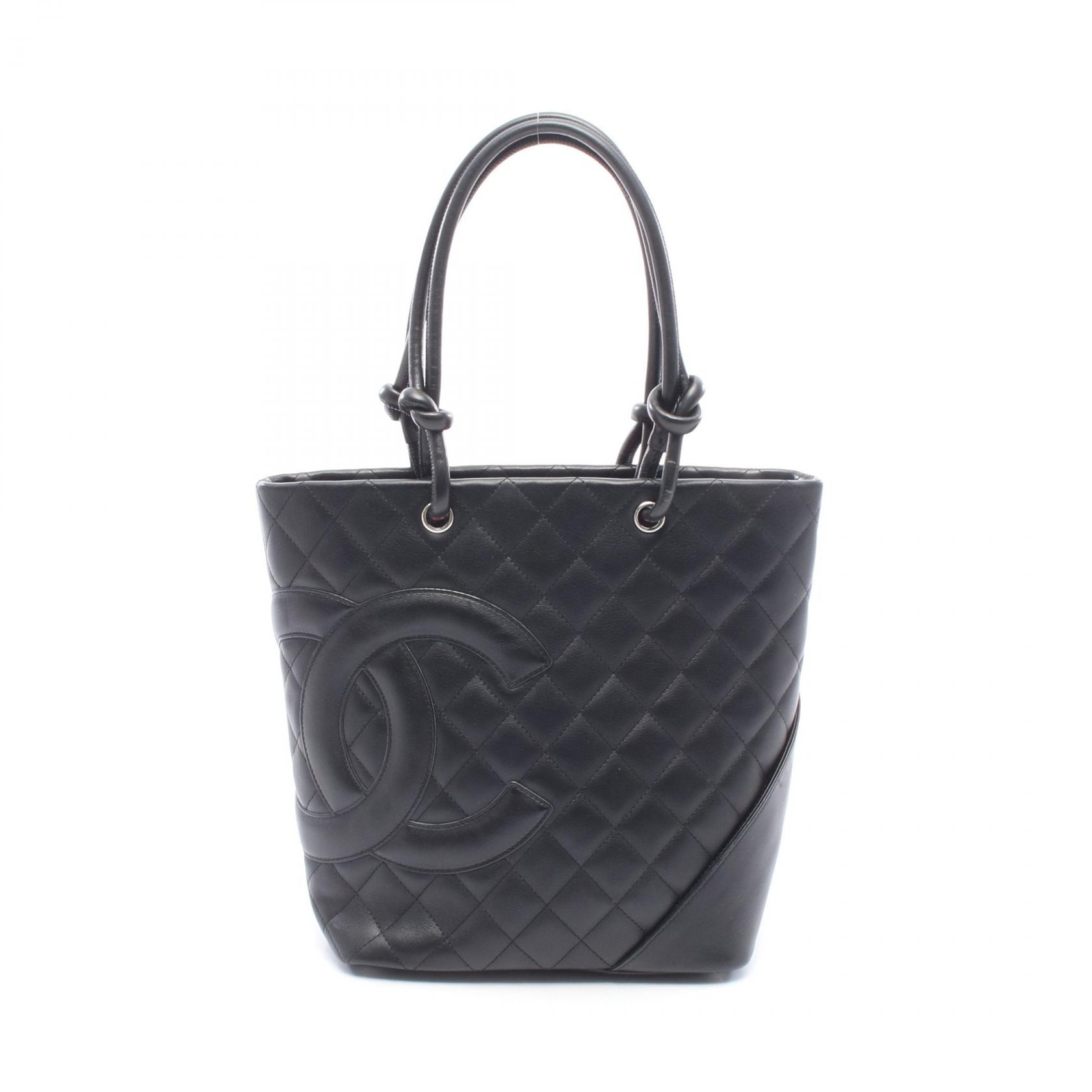 シャネル CHANEL カンボンライン ミディアム トートバッグ バッグ ラムスキン(羊革) レディース ブラック系 A25167 【中古】