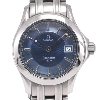 オメガ OMEGA 2581.81 シーマスター 120M デイト ブルー クォーツ レディース 良品 腕時計 G#147278