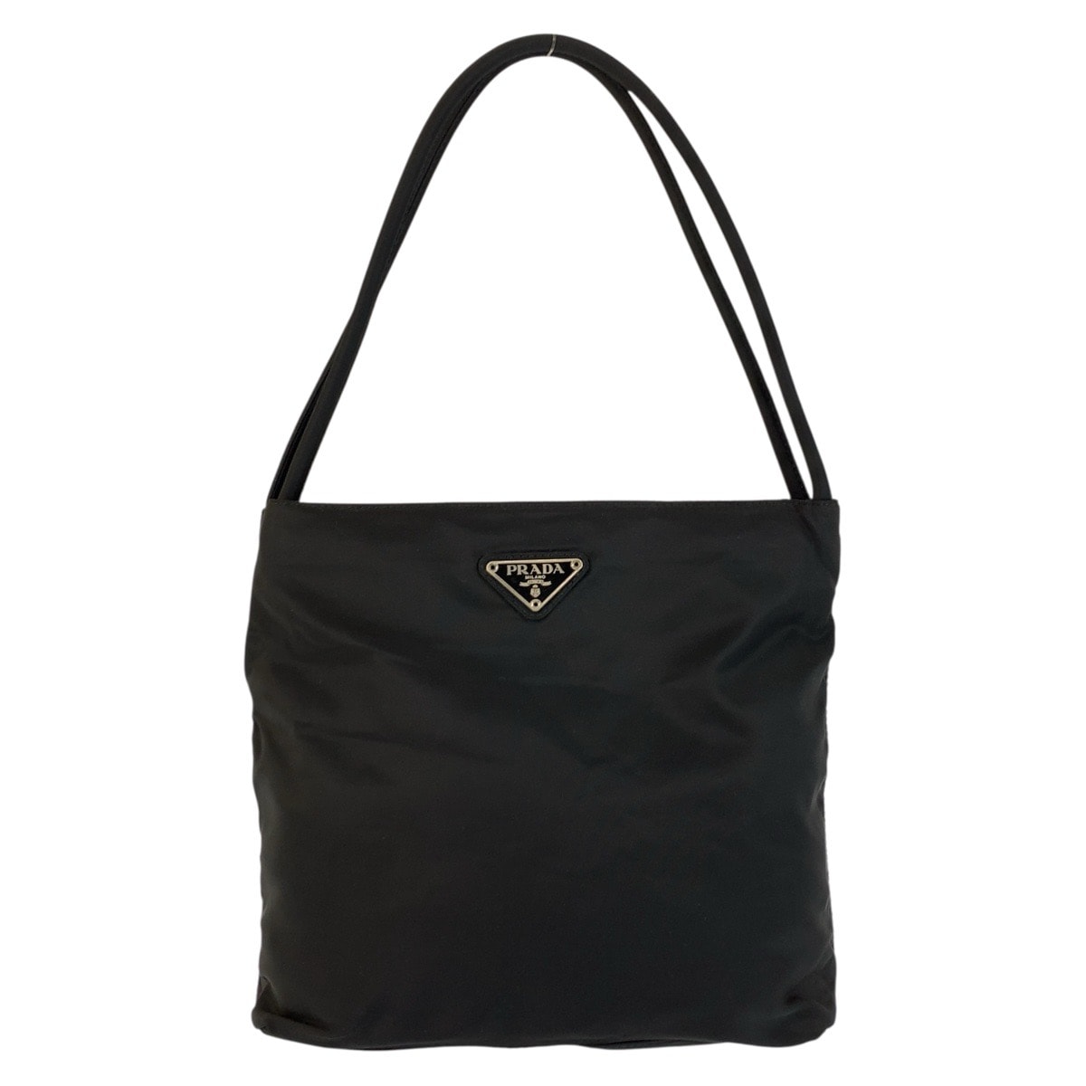 PRADA プラダ テスート 三角ロゴプレート ブラック 黒 シルバー金具 ナイロン ショルダーバッグ トートバッグ 600977 【中古】