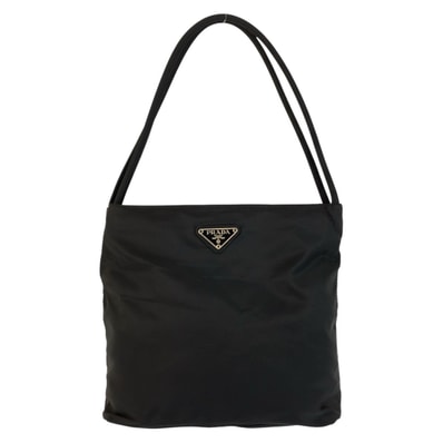 PRADA プラダ テスート 三角ロゴプレート ブラック 黒 シルバー金具 ナイロン ショルダーバッグ トートバッグ 600977 【中古】