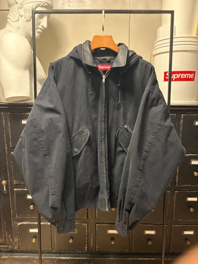 Supreme Leather Collar Utility Jacket "Black"