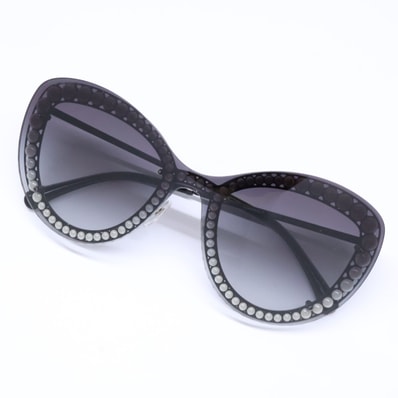 シャネル 【美品】4236-H c.101/S6 ココマーク パール キャットアイ 140