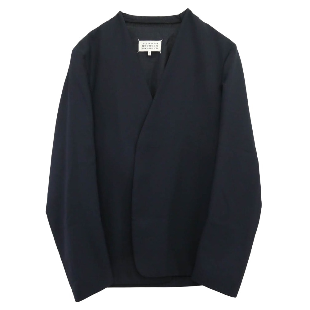 MAISON MARGIELA メゾンマルジェラ ジャケット 18AW S50BN0357 10ライン 四つタグ ノーカラー テーラード ジャケット ネイビー系 48【中古】
