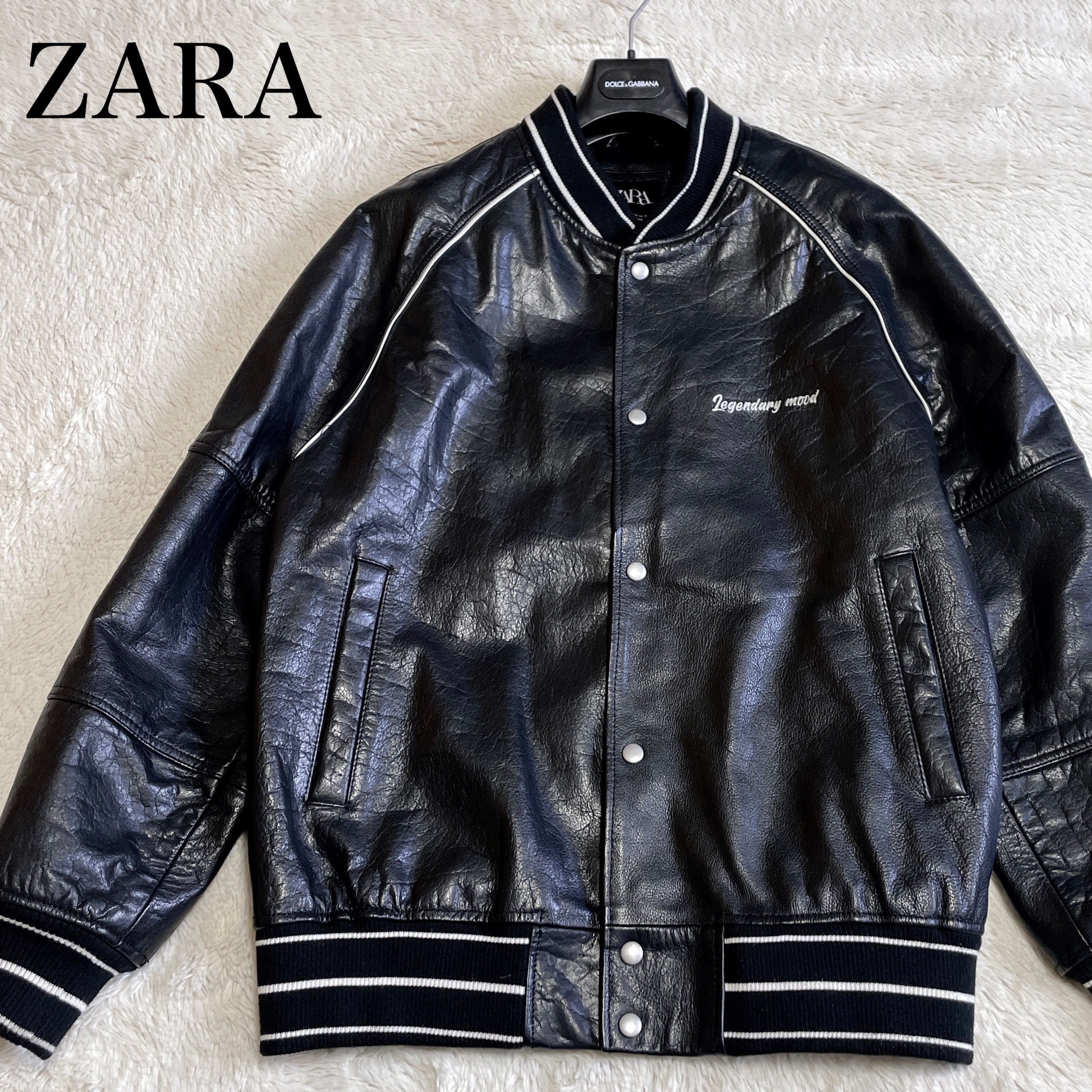 ZARA ザラ本革レザージャケット ボンバージャケット スタジャン 