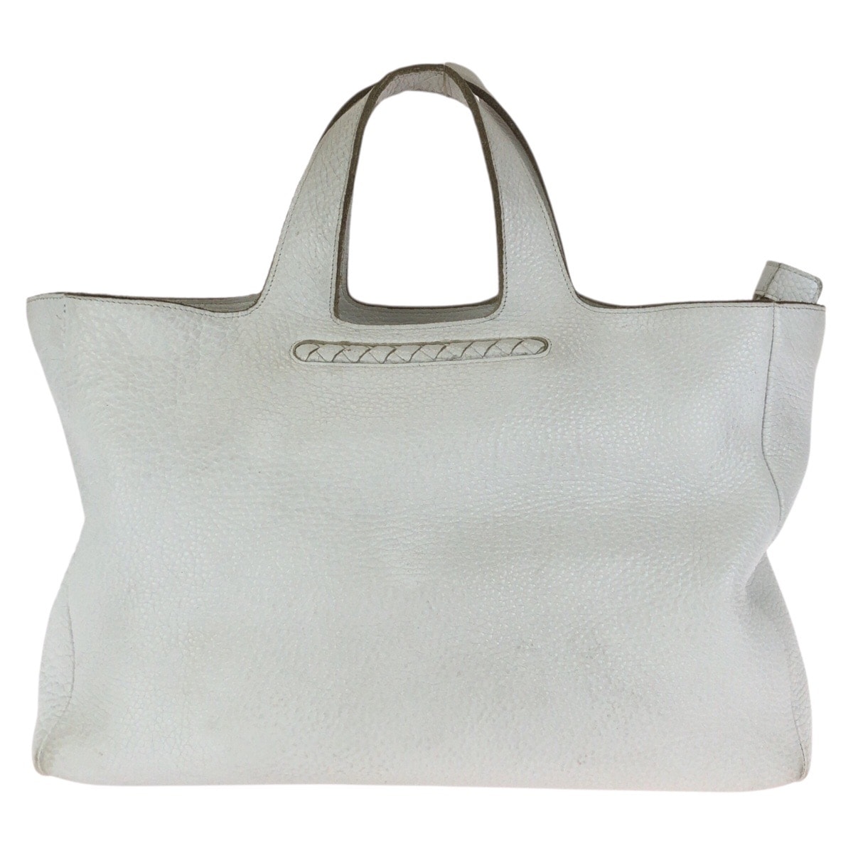 美品 BOTTEGAVENETA ボッテガヴェネタ イントレチャート ホワイト シルバー金具 レザー トートバッグ ハンドバッグ 602575 【中古】