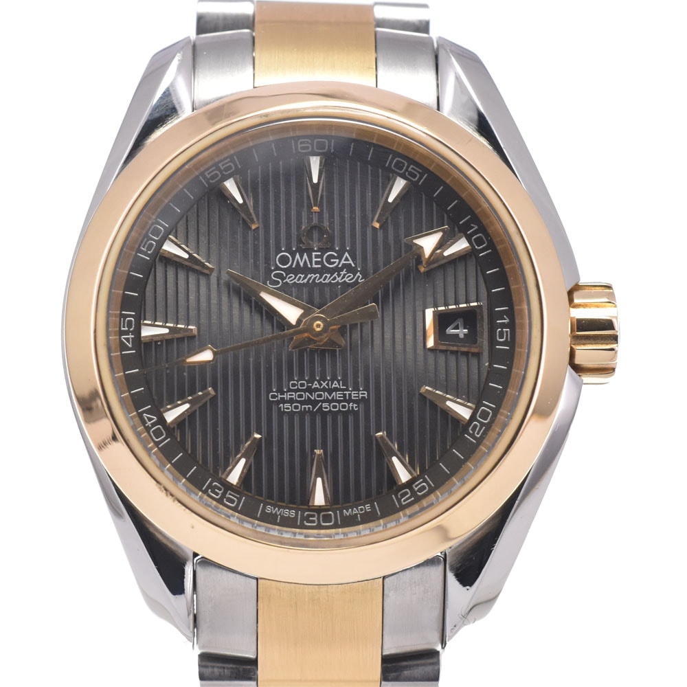オメガ OMEGA 231.20.30.20.06.002 シーマスター アクアテラ デイト グレー 自動巻き レディース 美品 腕時計 G#149826