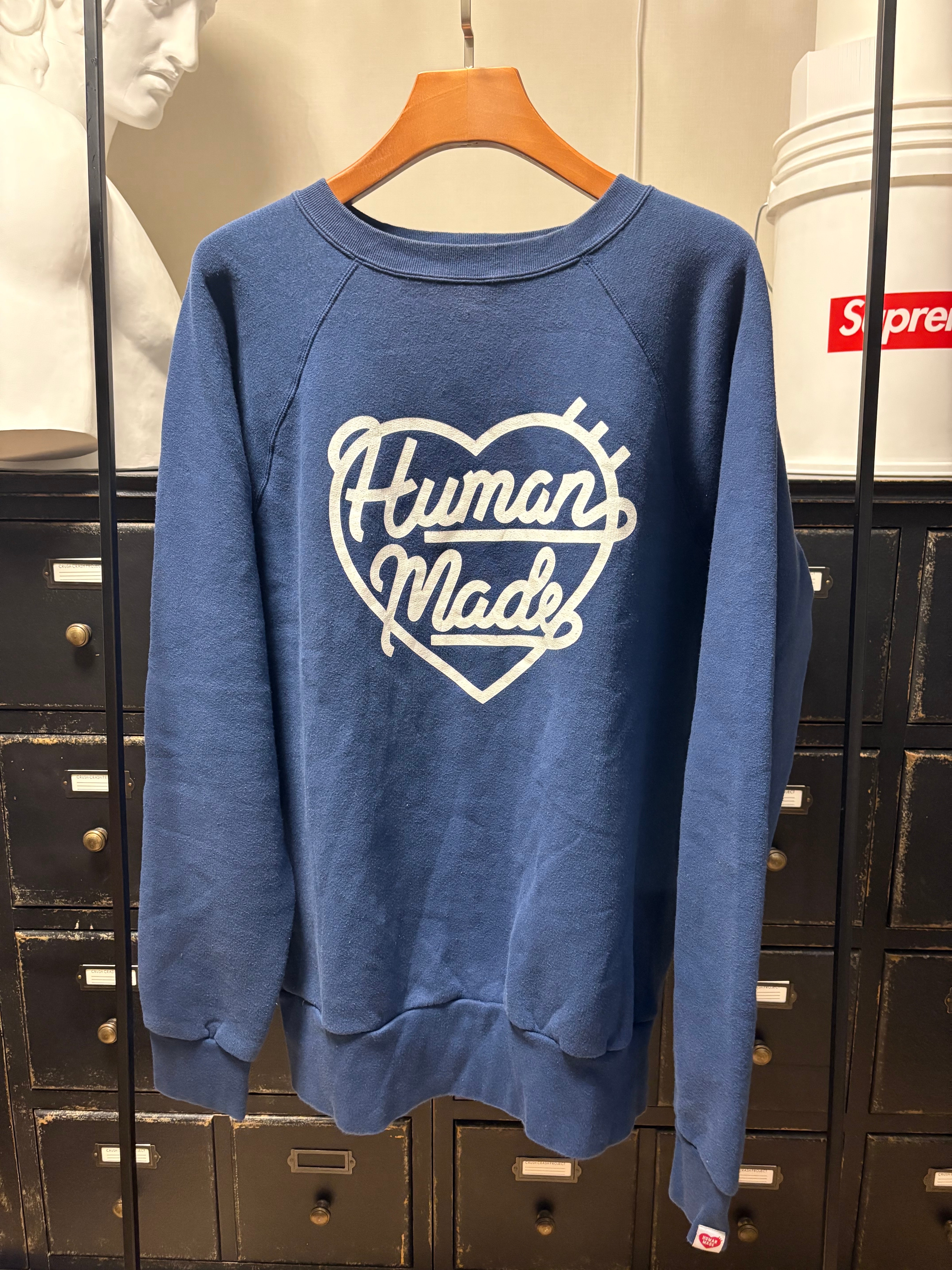HUMAN MADE RAGLAN CREWNECK SWEATSHIRT "Navy"